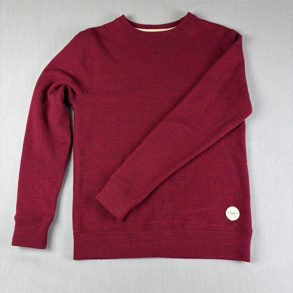 Saturdays Surf NYC Sweatshirt Small Red Cotton Wool Crewneck Pullover Men's